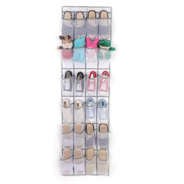 24 Pockets Space Saver Shoe Organizer Over the Door- White