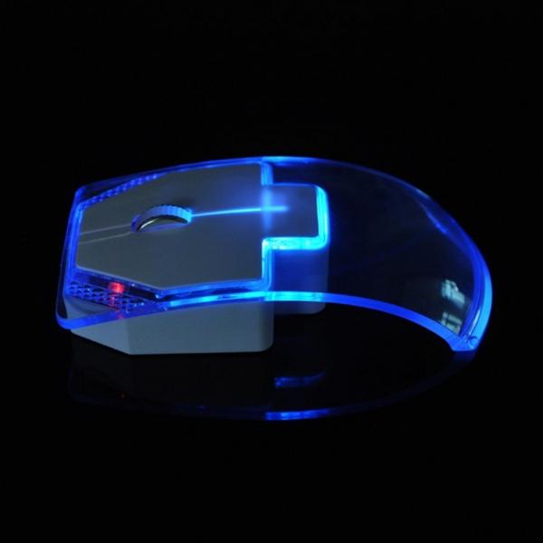 2.4G Wireless Mouse Silent Gamer Transparent LED Ultra-thin 1000DPI Glow in the Dark Gaming Mouse for Notebook Desktop Computer Blue