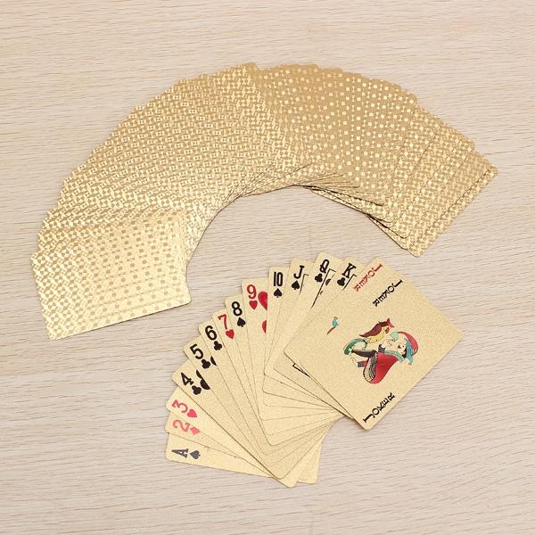 24K Carat Gold Foil Plated Poker Game Playing Cards Grid Golden