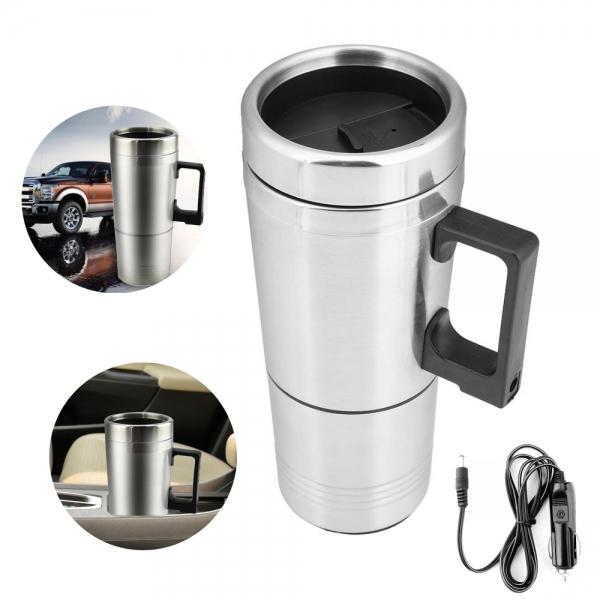 24V 200W 450ml Portable Travel Car Electric Kettle Stainless Steel  Car Fast Boiling Heating Mug Cup for Water Tea Coffee Milk