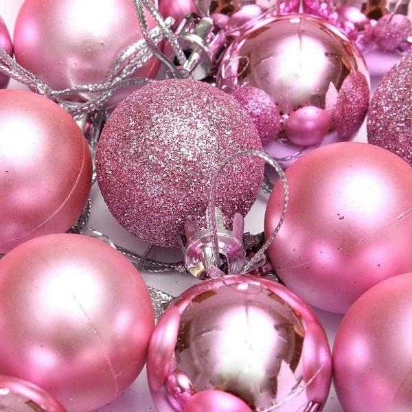 24pcs 3cm Christmas Tree Decor Ball Bauble Xmas Party Hanging Ornament Decorations - Pink