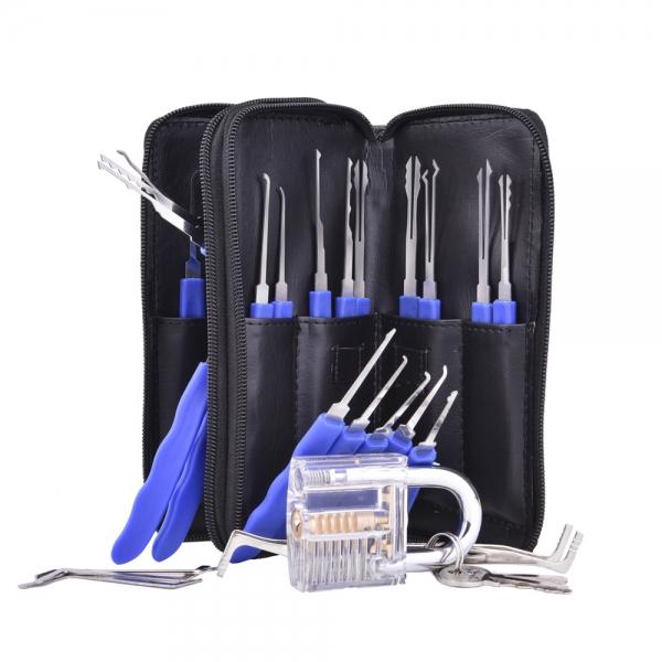 24pcs Single Hook Lock Pick Set with 1Pc Transparent Lock