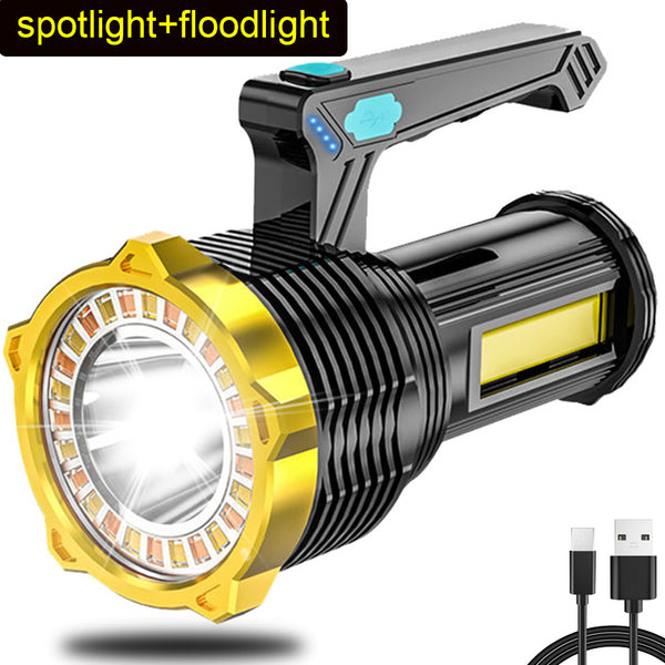 250W Multifunctional 3 In 1 LED Work Light Spotlight White Light Yellow Light Waterproof Searchlight Powerful Floodlight Hand Light with COB Side Light