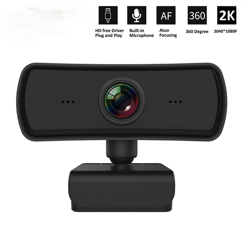 2K 2040*1080P Webcam HD Computer PC WebCamera with Microphone Rotatable Cameras for Live Broadcast Video Calling Conference Work