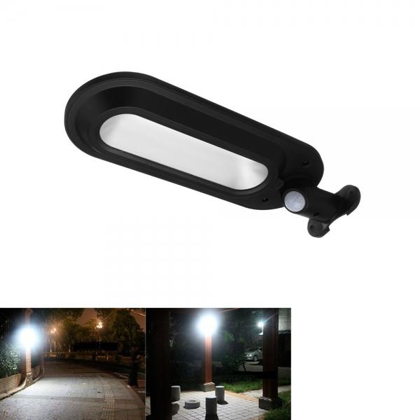 2.5W Solar Powered Adjustable PIR Sensor Motion LED Wall Light Waterproof for Outdoor Garden - Black Shell White Light