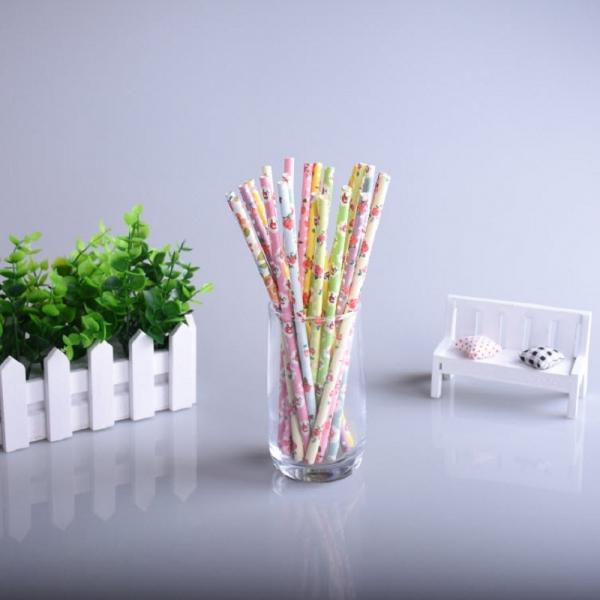 25pcs Colorful Paper Biodegradable Drinking Straw Flowers