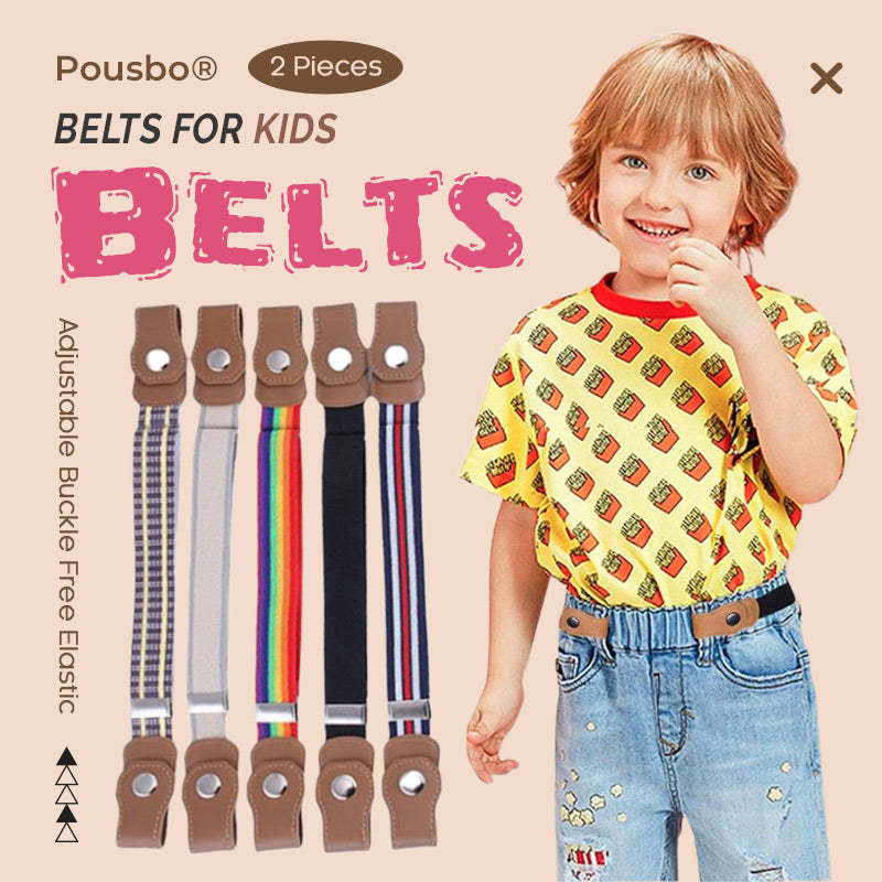 2pcs children adjustable buckle free elastic belt