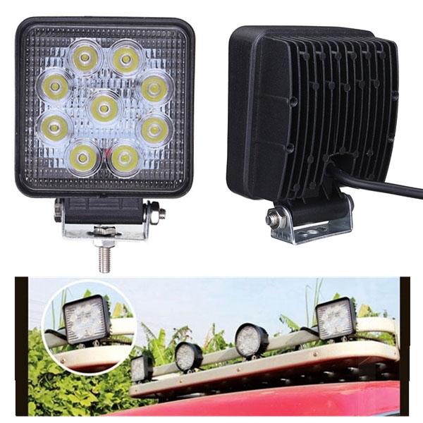 27W 9-LED White Light Square Car Work Light Flood Light