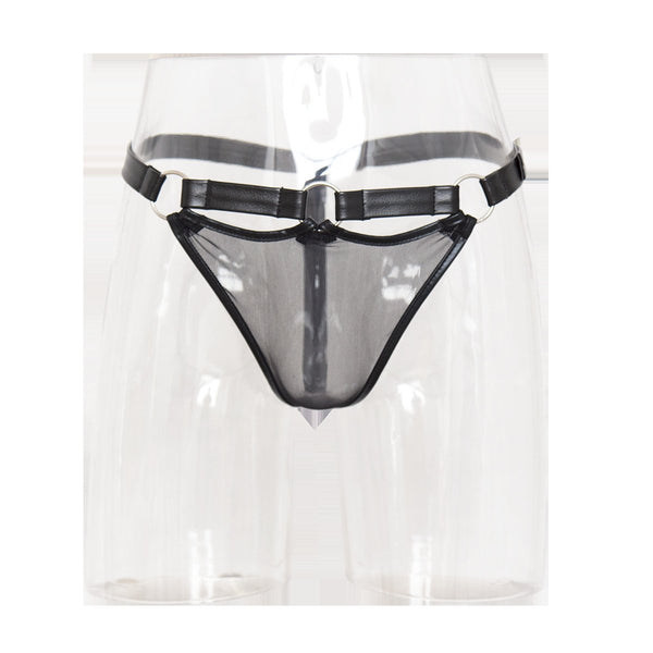 Faux Leather Thong Transparent Underwear Pants