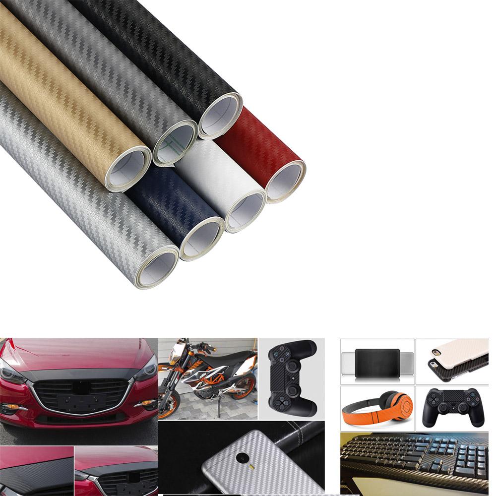 30cmx127cm 3D Carbon Fiber Vinyl Car Wrap Sheet Roll Film Car Stickers and Decal Motorcycle Auto Styling Accessories Automobiles