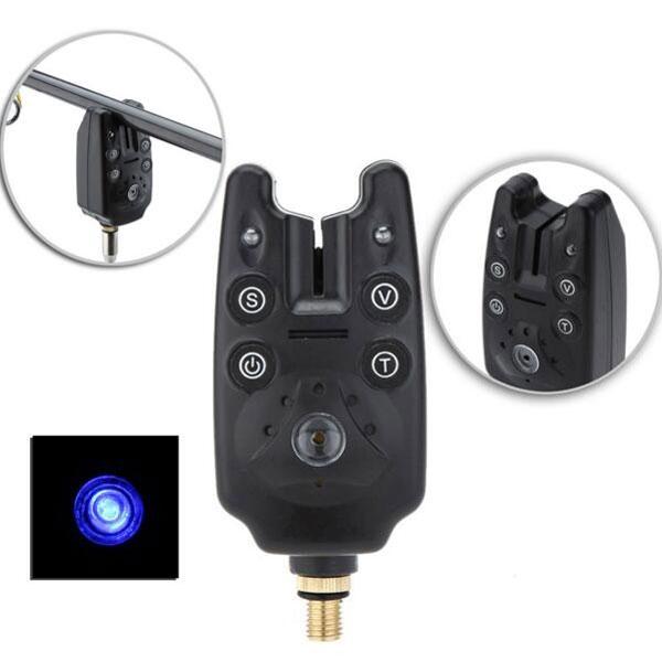 2-LED Water Resistant Sensitivity Adjustable Fishing Bite Alarm Black