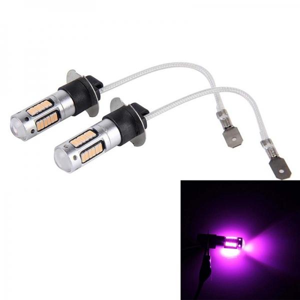 2PC H3 4014 30SMD Bulb High Power Car LED Fog Lights (Pink锛孊right)