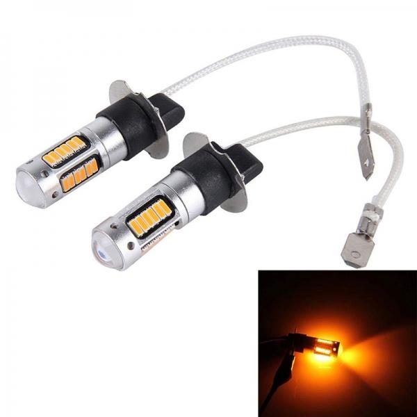 2PC H3 4014 30SMD Bulb High Power Car LED Fog Lights (Yellow锛孊right)