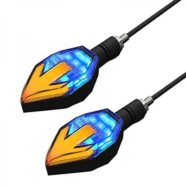1 Pair Motorcycle LED Turn Signal Arrow Two Color Lamp 150Nk Daytime Running Lamp Glare Light Warning Light 12V - Blue