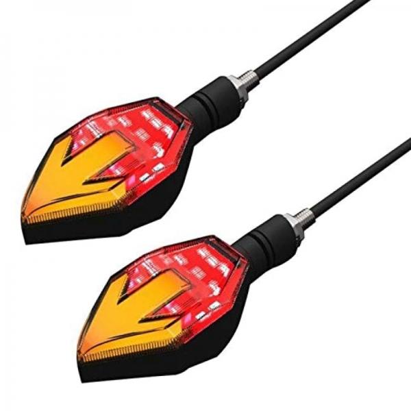 1 Pair Motorcycle LED Turn Signal Arrow Two Color Lamp 150Nk Daytime Running Lamp Glare Light Warning Light 12V - Red