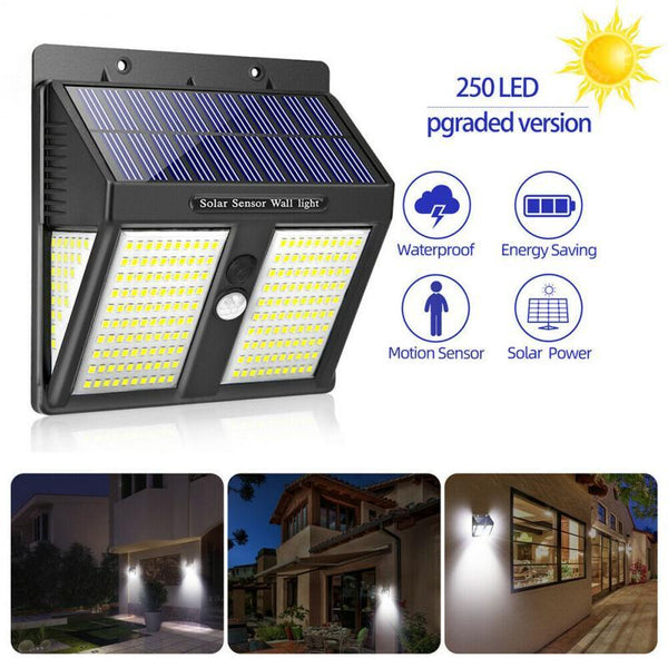 146LED / 250LED Solar Power Wall Lights PIR Motion Sensor Garden Street Light Waterproof Yard Security Lamp Human Induction Outdoor