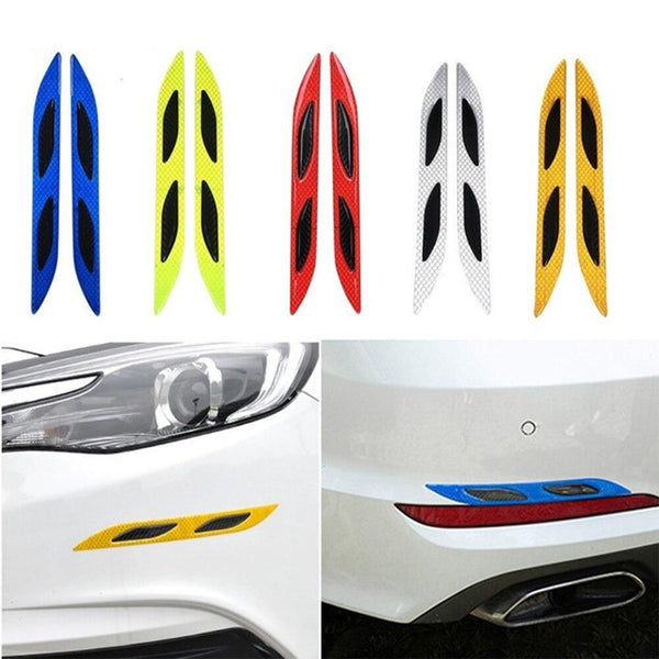 2Pcs Car Bumper Protector Trim Strips Carbon Fiber Reflective Sticker Auto Motorcycle Warning Tape Anti-scratch Bar