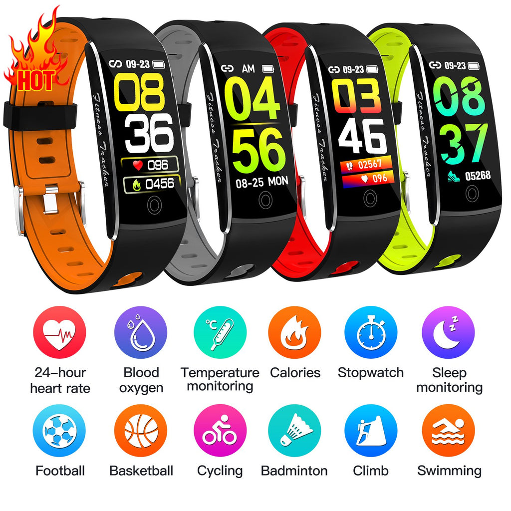 F10Ta Temperature Smart Band Men Women Smart Bracelet Fitness Tracker IP67 Waterpfoof Smartwatch For Android IOS Smartband Bluetooth Wristband Smart Wrist Band