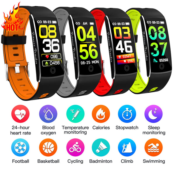 F10Ta Temperature Smart Band Men Women Smart Bracelet Fitness Tracker IP67 Waterpfoof Smartwatch For Android IOS Smartband Bluetooth Wristband Smart Wrist Band