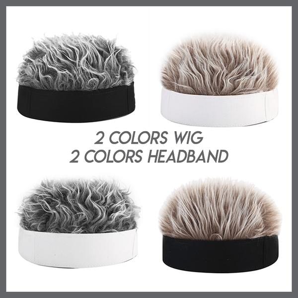 Men Retro Short Wig Headband Hip Hop Hooligan Cap Beanie Cosplay Fake Hair Hat