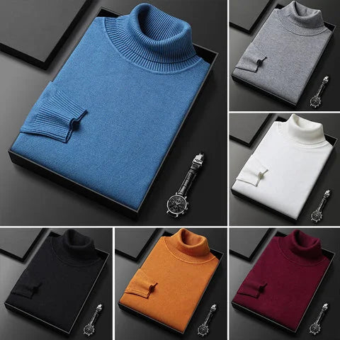 Men  Solid Color Premium Cashmere Turtleneck Sweater