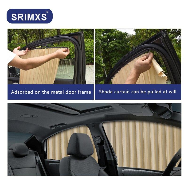 2Pcs 4Pcs Car window Shade Curtain Summer Sunscreen Car Side Window Automatic Telescopic Magnetic Track Curtain Universal