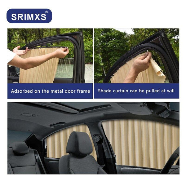 2Pcs 4Pcs Car window Shade Curtain Summer Sunscreen Car Side Window Automatic Telescopic Magnetic Track Curtain Universal