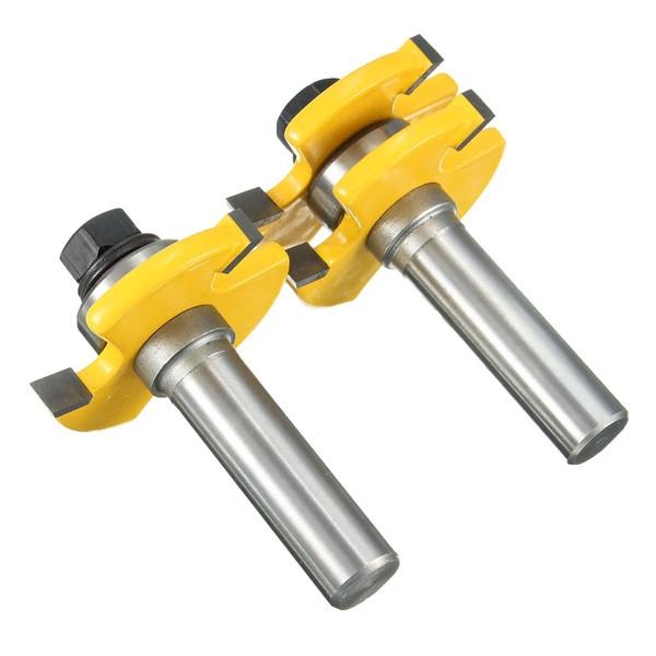 2pcs 1/2 Inch Shank Tongue & Groove Router Bit Set 3 Teeth T-shape Wood Milling Cutter