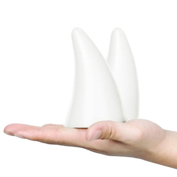 2pcs Demon Horn Creative EVA 3D Sticker Anti-collision Car Styling Roof Body Cool Decoration Badges White