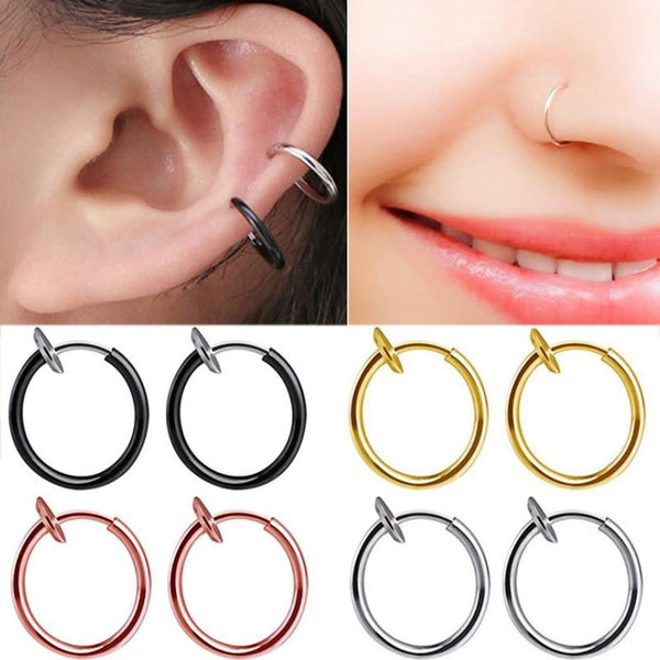 Stealth Clip Earrings Hook Without Piercing Fashion Jewelry For Women Men NO Hole Clip Earrings Ear Cuff Nose Navel Clips Folder
