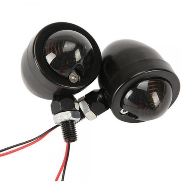 2pcs Motorcycle Turn Signal Bullet Amber Lights Indicator Blinker Black