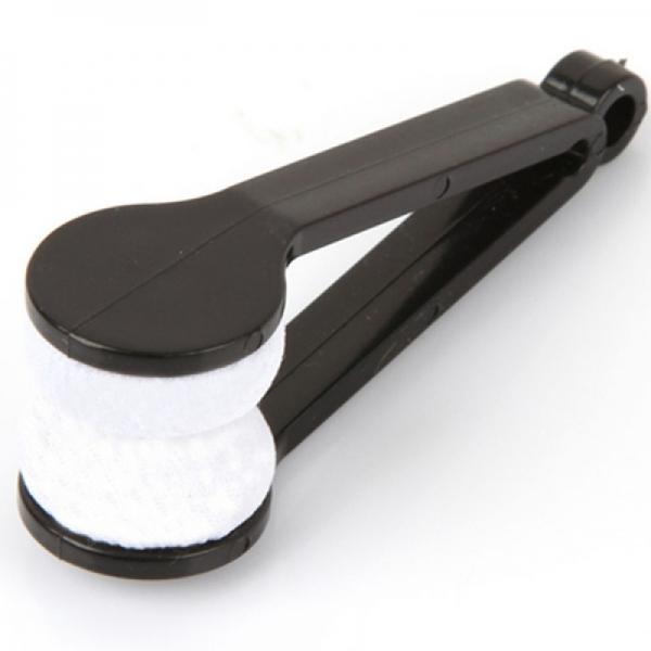 2pcs Portable Clip Style Sunglasses Glasses Eyeglasses Microfiber Brush Cleaner Tool Random Color