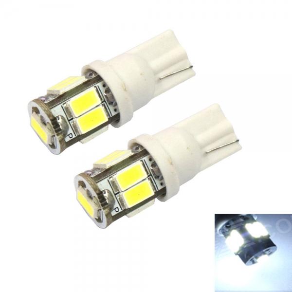 2pcs T10 8W 9 x 5630LED 100LM 6000K White Light Car Turning Light Door Light License Plate Lights
