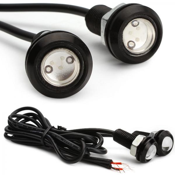 1 Pair Ultra Bright Waterproof Eagle Eye LED Car Daytime Running Light 23mm 10W Black Shell Icy Blue Light