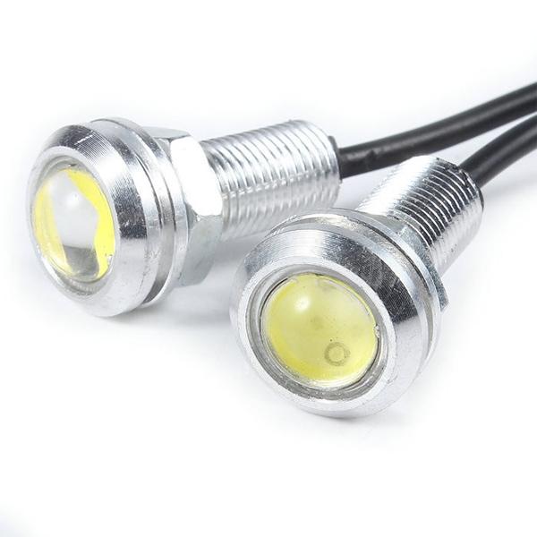 1 Pair Ultra Bright Waterproof Eagle Eye LED Car Daytime Running Light 23mm 10W Silver Shell White Light