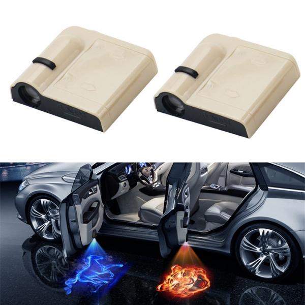 2pcs Universal Wireless Car Door LED Projector Shadow Light Welcome Light Laser Logo Lamps - Beige (Pattern Delivery Randomly)