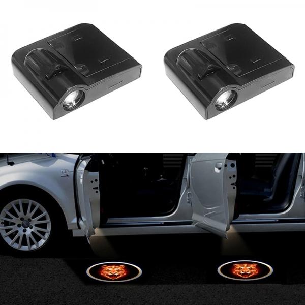 2pcs Universal Wireless Car Door LED Projector Shadow Light Welcome Light Laser Logo Lamps - Black (Pattern Delivery Randomly)