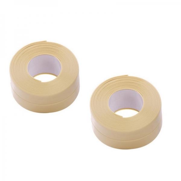 2pcs Waterproof Moldproof Adhesive Tape For Kitchen Bathroom Wall Sealing Cream Color 3.2m x 3.8cm/126inch x 1.5inch