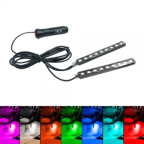 2x9LED 12V Atmosphere Light Strip Car Interior Decoration Strobe Lamp Modification Lighting White