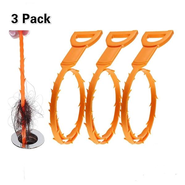 3pcs 20 Inch Hair Sewer Dredge Device Anti Clogging Removal Tools for Sewer Kitchen Sink Bathroom Tub Toilet Drains - Color Random