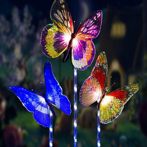 3 Pack Waterproof Solar Powered Butterfly Lights Colorful Landscape Lighting for Fence,Lawn,Garden Christmas Decorative Light