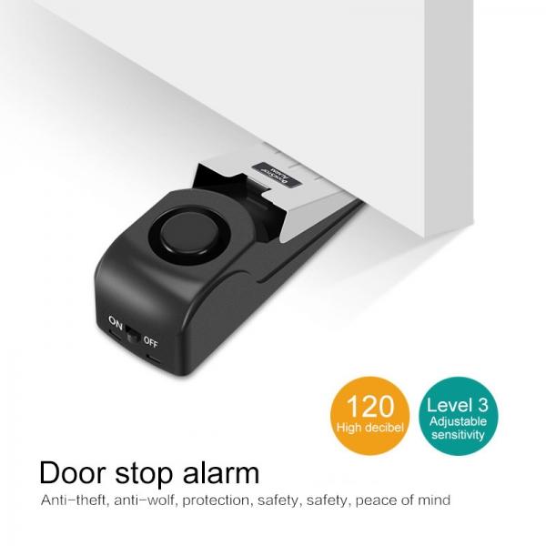 3 Sensitivity Adjustable 120dB Treble Door Resistance Burglar Alarm Door Seam Safety Alarm for Home Hotel Travel