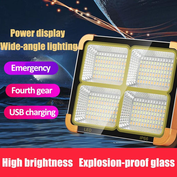 300w Solar Outdoor Camping Lighting  Glare Portable Warning Emergency Household Flood Light