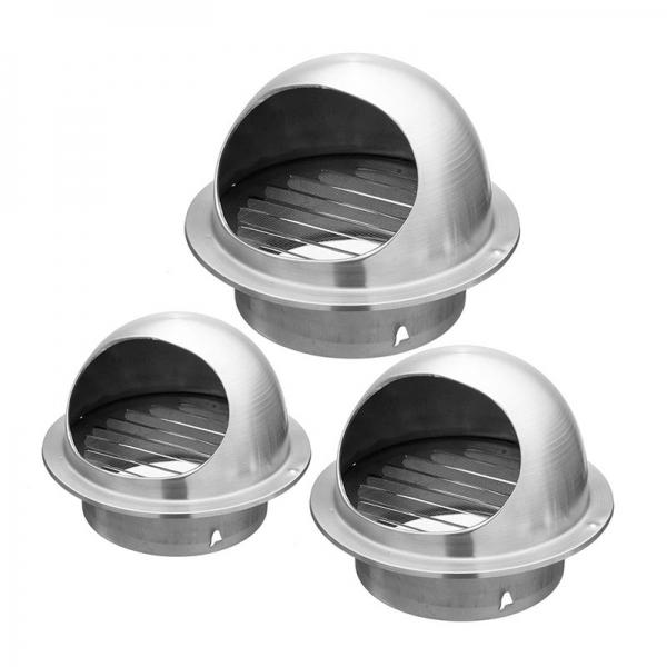 304 Stainless Steel Round Bull Nosed External Extractor Wall Vent Outlet - 120mm