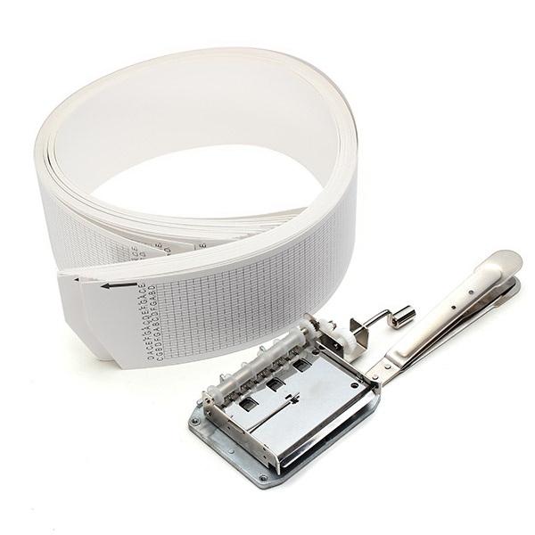 30-Note Hand Crank Music Box Mechanism Metal Movement Set with Hole Puncher & 15pcs Blank Paper Tapes & Musical Notation Tapes