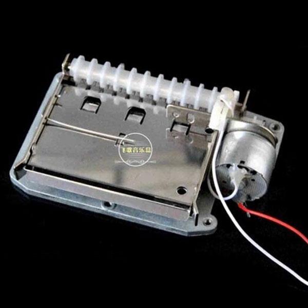 30-Note Hand Crank Music Box Mechanism Metal Movement Set with Hole Puncher & 3pcs Blank Paper Tapes Silver