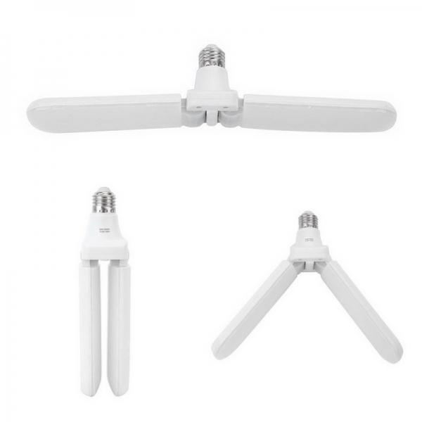 110V-265V Super Bright E27 Foldable LED Garage Light Fan Blade LED Light Bulb for Home Garage Workshop Basement Porch Backyard Garden 6500K Cold White / 3000K Warm White