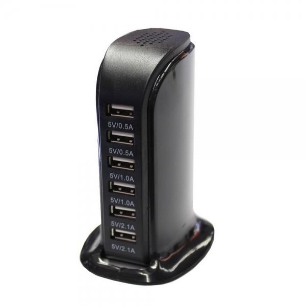 30W 6-USB 6A Sailing Style Charger USB Socket (EU Standard) Black