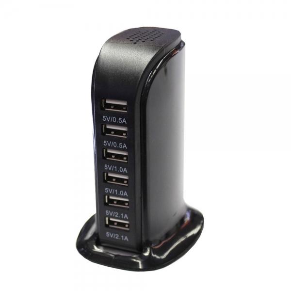 30W 6-USB 6A Sailing Style Charger USB Socket US Plug Black
