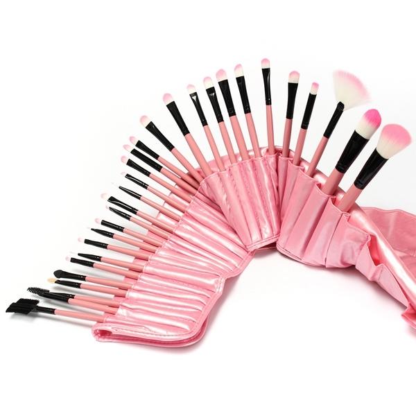 32pcs Professional Eyeshadow Eyebrow Blush Makeup Brushes Cosmetic Set Pink